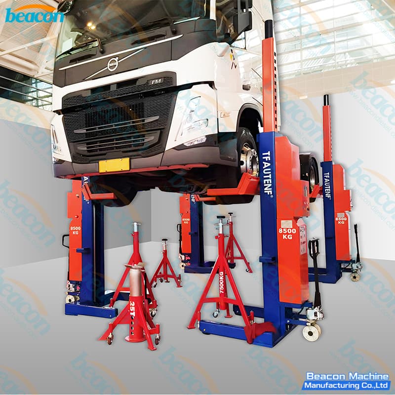 {BC-4085 Elevador de columna móvil inalámbrico de 34 toneladas para reparación de autobuses y camiones pesados}