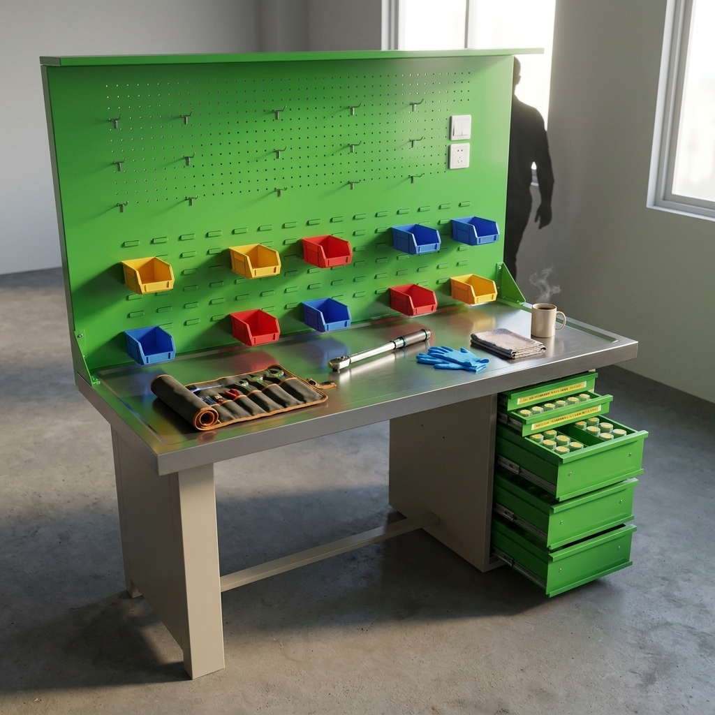 {GT-F Mesa Trabajo Taller Cajones Organizador Piezas}